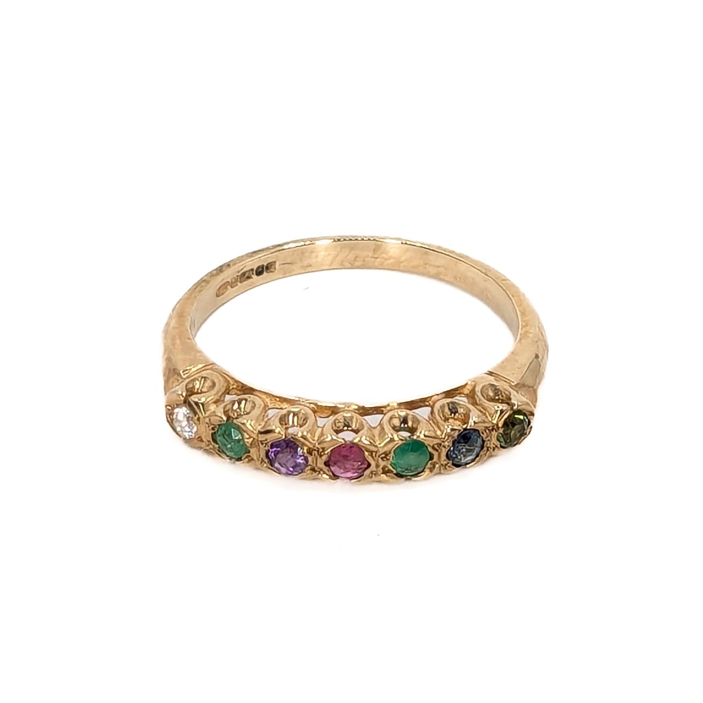 9ct Yellow Gold Multi-Coloured Stones Set Ring  - Pre Loved Ref PLR96