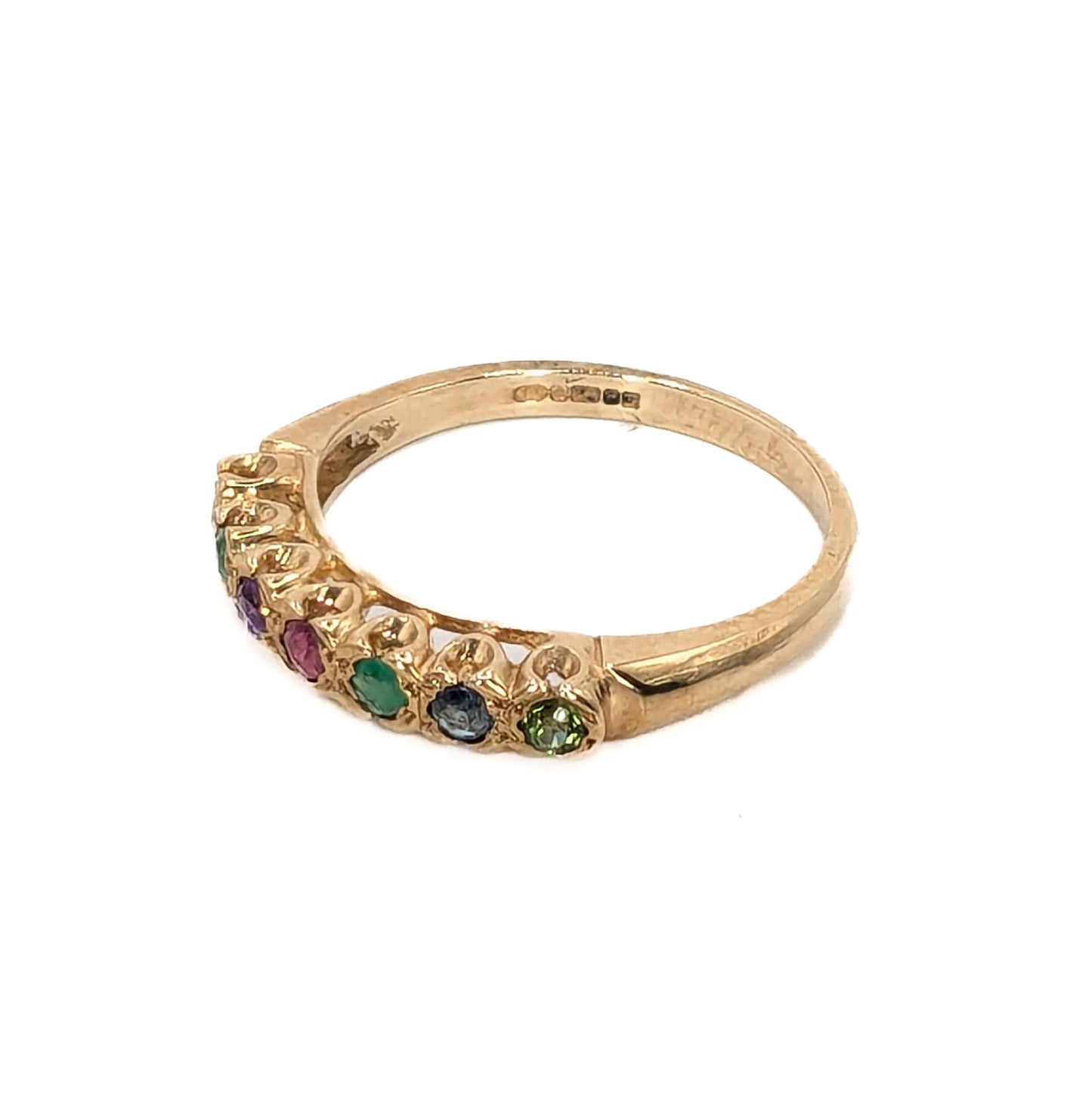 9ct Yellow Gold Multi-Coloured Stones Set Ring  - Pre Loved Ref PLR96