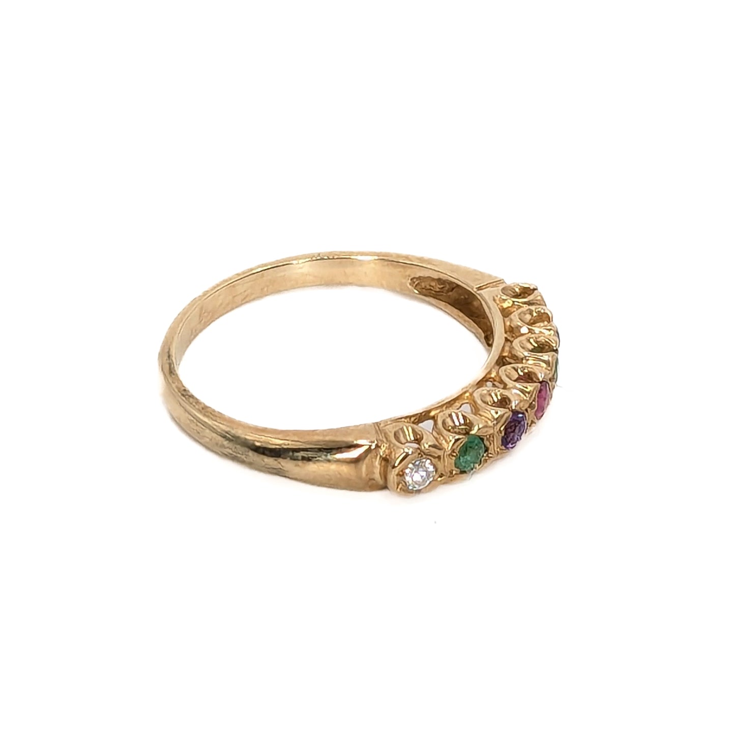 9ct Yellow Gold Multi-Coloured Stones Set Ring  - Pre Loved Ref PLR96
