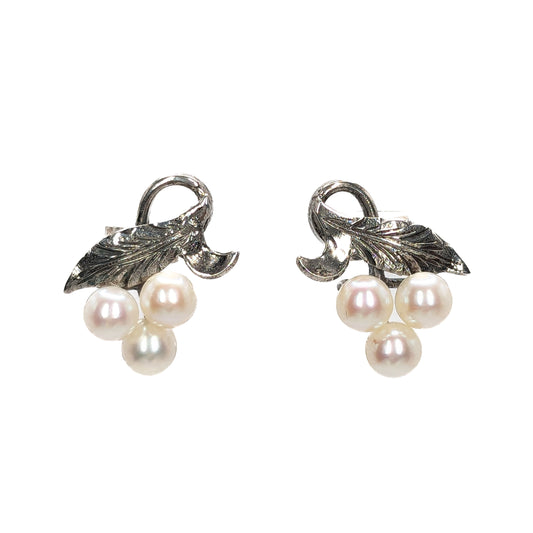 Silver Pearl Set Stud Earrings Pre Loved