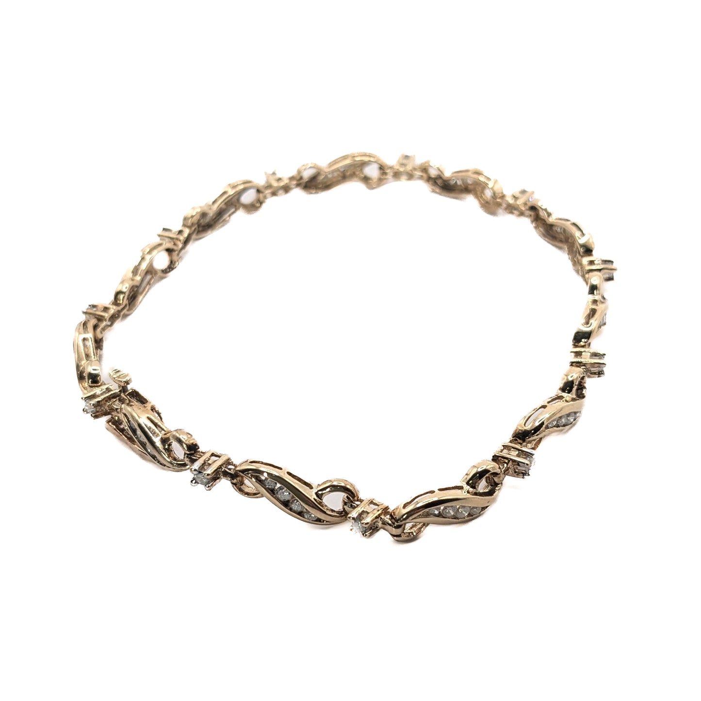 9ct Yellow Gold Diamond Set Bracelet Pre Loved