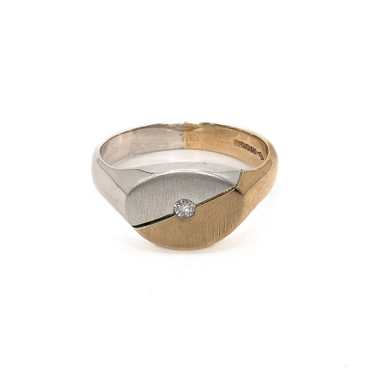 SG3498D 9ct Yellow & White Gold Diamond Signet Ring