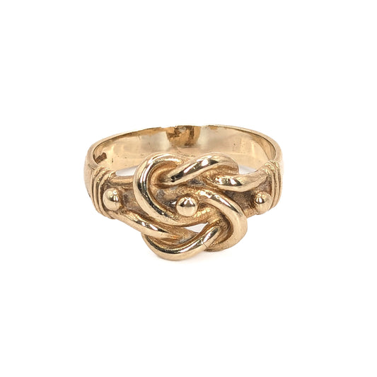 9ct Yellow Gold Knot Signet Ring - Preloved