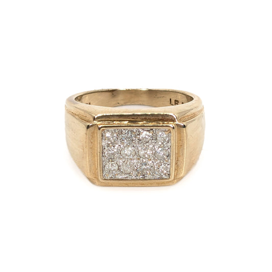 9ct Yellow Gold Diamond set Signet ring  - Pre-Loved