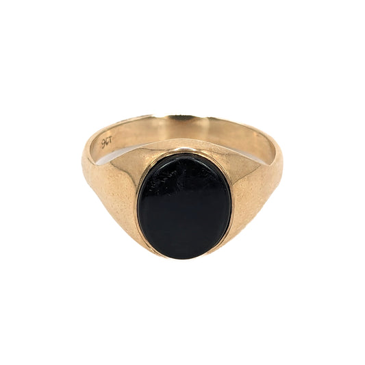 9ct Yellow Gold Onyx Set Signet ring  - Pre-Loved