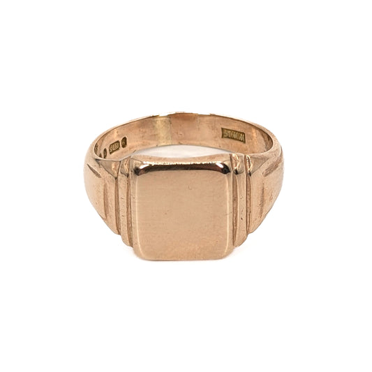 9ct Rose Gold Signet Square Ring - Pre-Loved