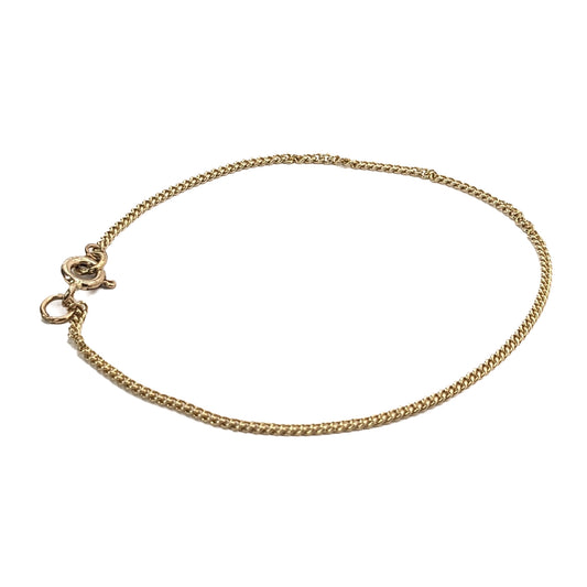 9ct Yellow Gold, Round Curb Link, Fine Chain Bracelet 7"