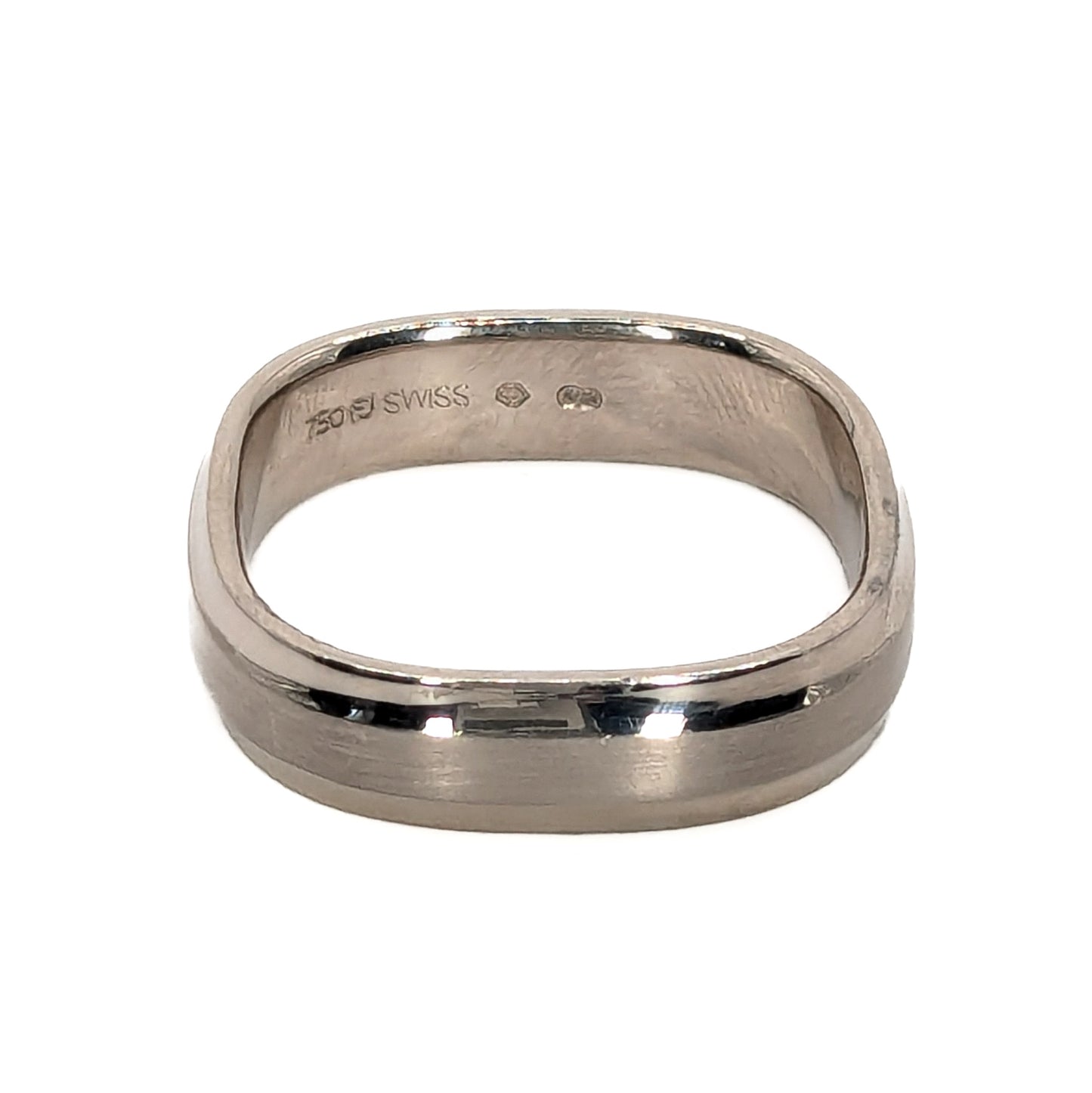 Furrer Jacot Gents 18ct White Gold Cushion Shape Wedding Ring