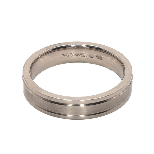 Furrer Jacot 18ct White Gold Polished and Matt Finish 5mm Wedding Ring