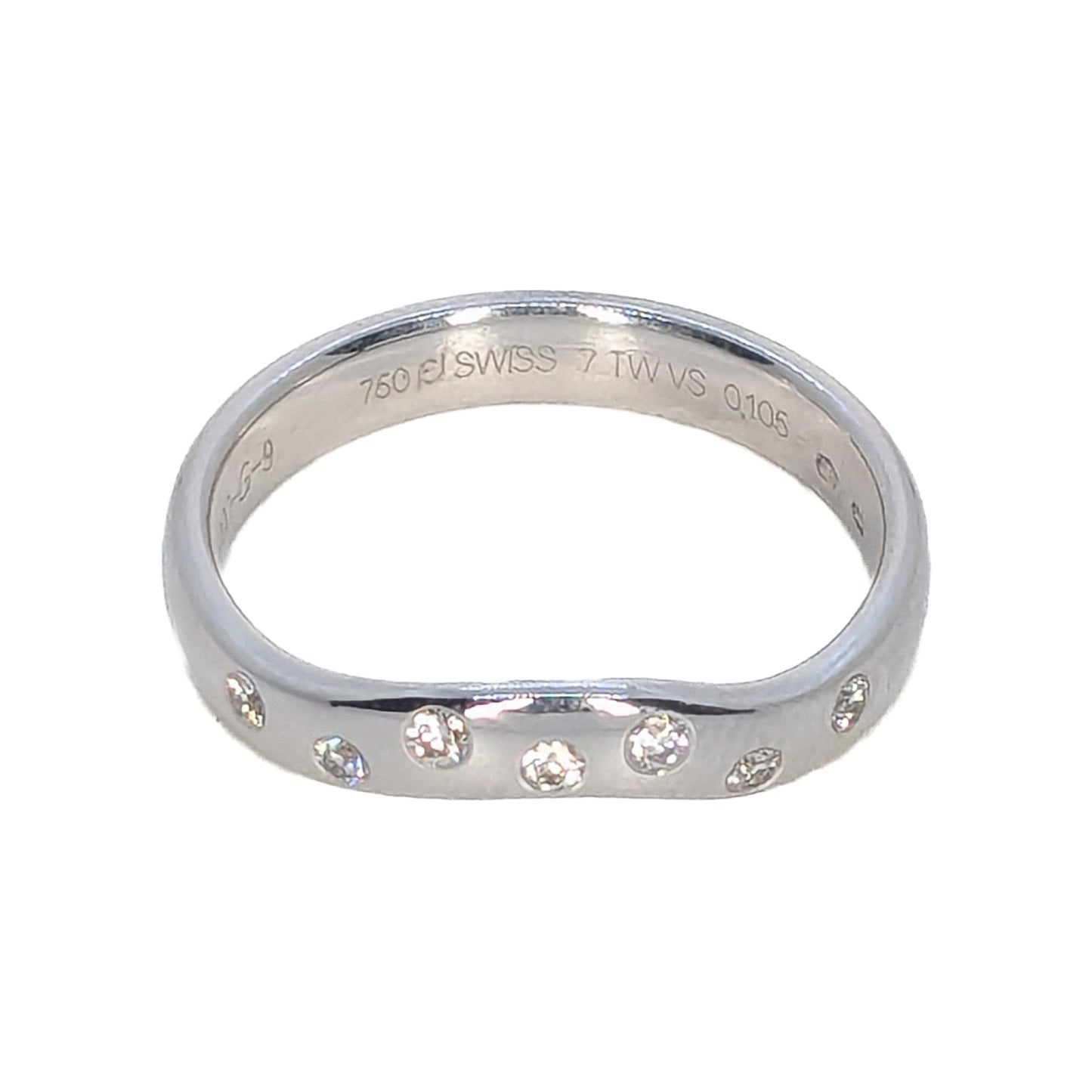 Furrer Jacot 3.5mm 18ct White Gold Diamond Set Shaped Wedding/Eternity Ring