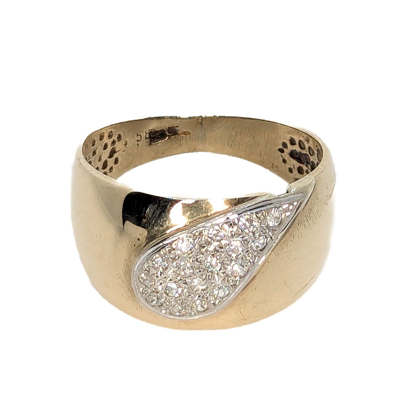 14ct Yellow Gold Cubic Ziconia Set Dress Ring Pre-Loved