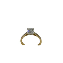 Load image into Gallery viewer, 18 Yellow Gold Lab Grown Princess Cut Solitaire Ring With Lab Grown Round Brilliant Diamonds on Shoulder
