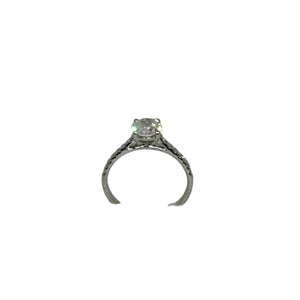 Platinum Lab Grown Round Brilliant Diamond Solitaire Ring With Lab Grown Round Brilliant Diamonds on Shoulder