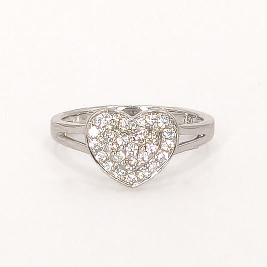 18ct White Gold diamond heart cluster ring