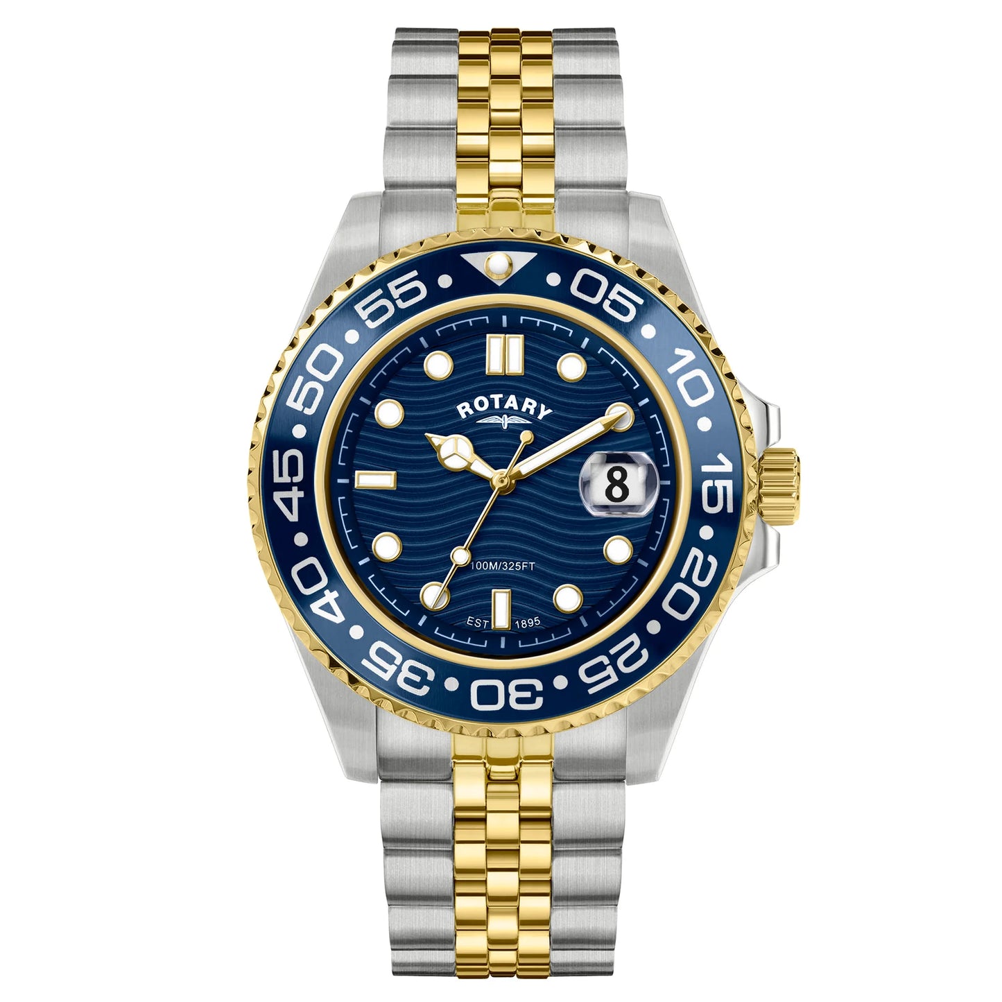 Rotary Apex100 2 Tone Stainless Steel Bracelet Watch with Date Window