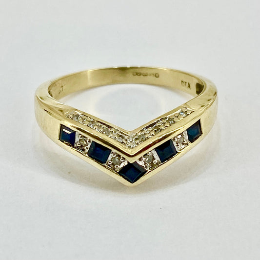 9ct Yellow Gold Sapphire and Diamond Eternity Ring Pre Loved