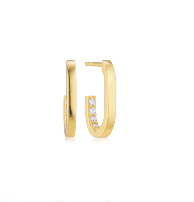 SJ-E42210-CZ-YG SIF JAKOBS Capizzi Earrings 18 karat gold plated 925 Sterling silver, polished surface, and hand set with facet cut white zirconia.