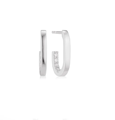 SJ-E42210-CZ SIF JAKOBS Capizzi Earrings 925 Sterling silver with rhodium, polished surface, and hand set with facet cut white zirconia.