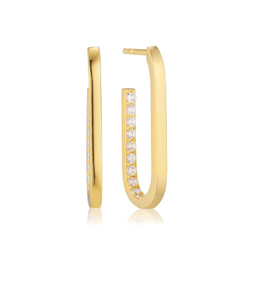 SJ-E42212-CZ-YG SIF JAKOBS Capizzi Earrings 18 karat gold plated 925 Sterling silver, polished surface, and hand set with facet cut white zirconia.