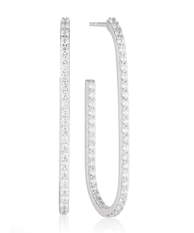 SJ-E42218-CZ SIF JAKOBS Capizzi X-grande Earrings 925 Sterling silver with rhodium, polished surface, and hand set with facet cut white zirconia.