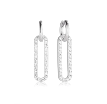 SJ-E42220-CZ SIF JAKOBS Capizzi Lungo 925 Sterling silver with rhodium, polished surface, and handset with facet cut white zirconia.