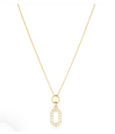 SJ-N42230-CZ-YG SIF JAKOBS Capizzi Piccolo Necklace 18 karat gold plated 925 Sterling silver, polished surface, and hand set with facet cut white zirconia.