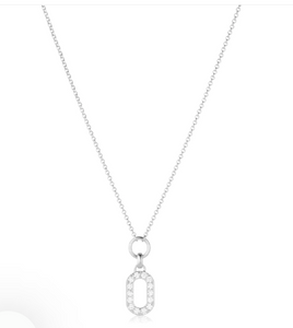 SJ-N42230-CZ SIF JAKOBS Capizzi Piccolo Necklace made of 925 Sterling silver with rhodium, polished surface, and hand set with facet cut white zirconia.