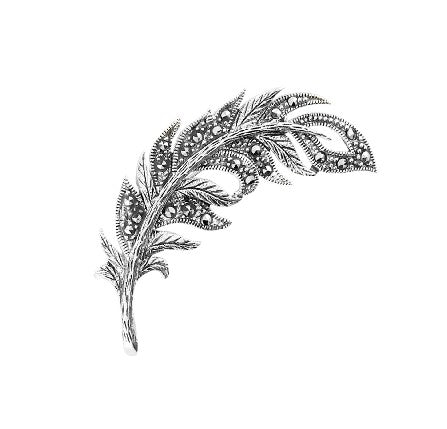 Sterling Silver Marcasite Set Leaf Brooch