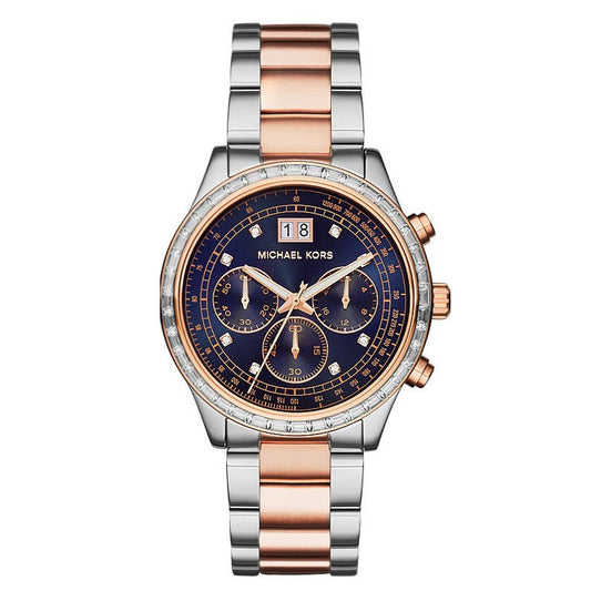 Michael Kors Brinkley 2 Tone Gold Plated Steel Bracelet Watch MK6205
