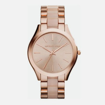 Michael Kors Slim Runway PVD Gold Plated Stainless Steel Bracelet Watch MK4294