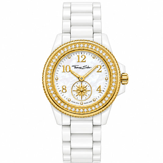 Thomas Sabo Glam & Chic Gold Plated Stainless Steel White Ceramic Bracelet Watch