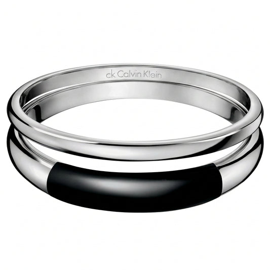 CK Calvin Klein Stainless Steel Black Ellipse Bangle KJ03MB01010S