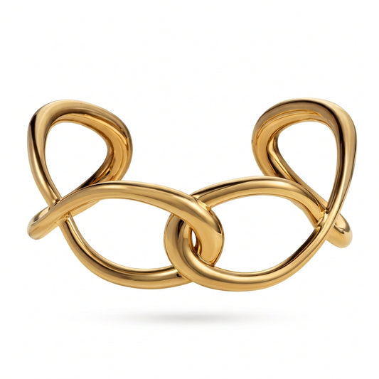 CK Calvin Klein Gold Plated Stainless Steel Curb Link Bangle - Small KJ44CB02010S