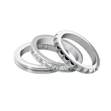 KJ81WR050108 CK Calvin Klein Stainless Steel Astound 3 Piece Ring Size 56/P