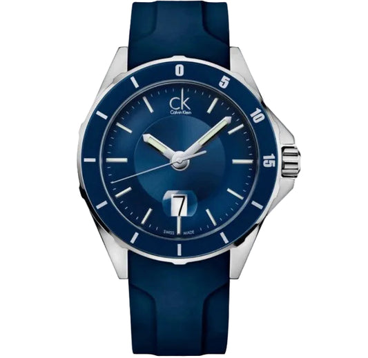 CK Calvin Klein Stainless Steel Watch on Blue Silicon Strap K2W21TZX
