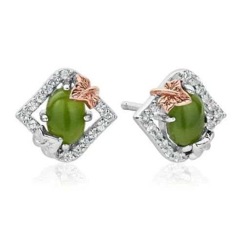 Clogau Silver Green Jasper with White topaz set stud earrings