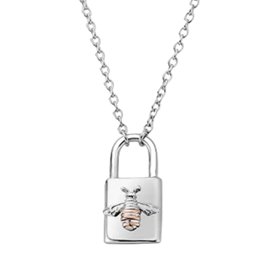 Clogau Silver with 9ct gold Honey Bee Padlock Necklace
