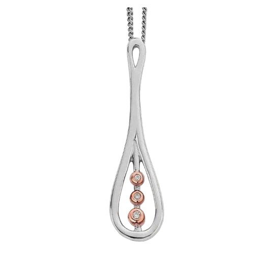Clogau Silver & 9ct gold Royal Crown Diamond set Pendant on chain