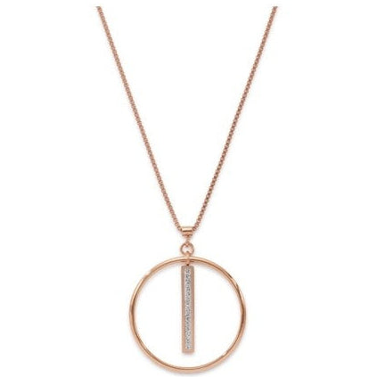 Coeur de Lion Rose tone Stainless Steel crystal pendant on chain 5001/10-1800