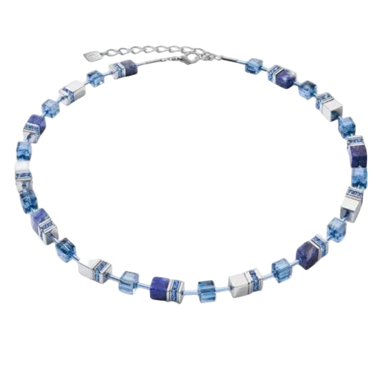 Coeur de Lion GeoCUBE® Necklace sodalite & haematite blue Necklace 4017/10-0700