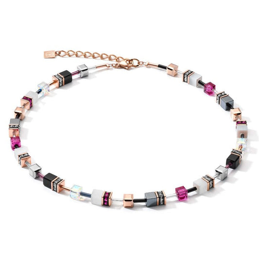 Coeur De Lion Geocube® Rose Gold, White & Pink Necklace 4013/10-0400