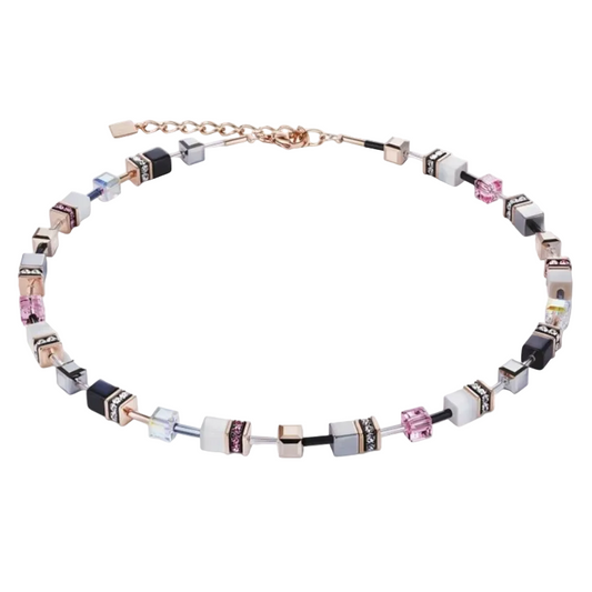 Coeur De Lion Geocube® Rose Gold, White & Light Rose Necklace 4013/10-1920