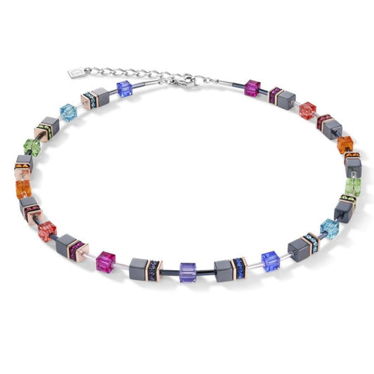 Coeur De Lion Geocube Stainless Steel Multi Coloured Crystal Beaded Necklace 4015/10-15004015/10-1500