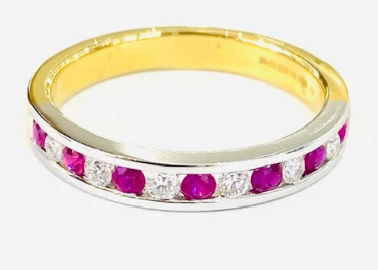 18ct Yellow Gold Ruby & Diamond Eternity Ring