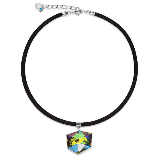 Coeur de Lion Stainless Steel Crystal pendant on cord 4889/10-1500