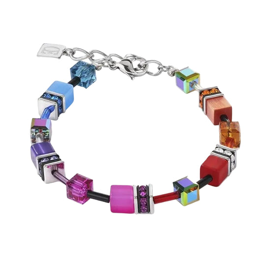 Coeur de Lion Stainless Steel Multi Colour Rainbow Geo Cube Bracelet 2838/30-1520