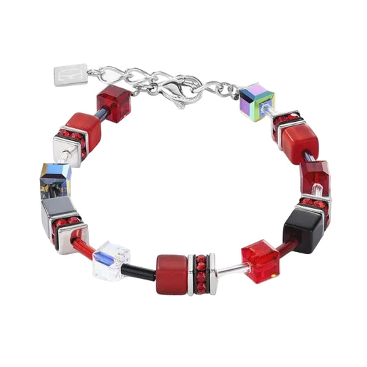 Coeur de Lion Stainless Steel Geo Cube Red bracelet 4014/30-0312