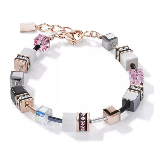 Coeur De Lion Geocube® Rose Gold, White & Light Rose Bracelet 4013/30-1920