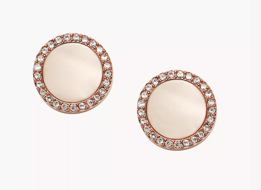 Fossil Stainless Steel Rose Gold Shimmer Horn Disc Earrings JF01715791