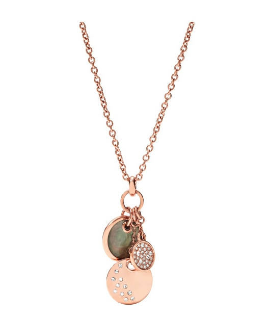 Fossil Stainless Steel Rose gold plated Disc charm necklace JF01417791